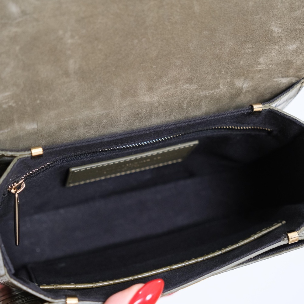 Sezane Claude Crocodile Moss Green *Limited Time Offer 100% Genuine Leather - Picture 7 of 9